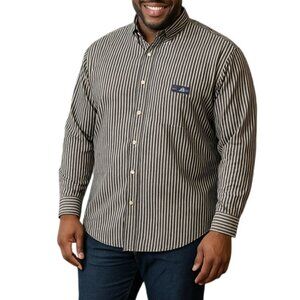 Chaps Mens Size XL Shirt Button-Down Black & White Striped Long Sleeve